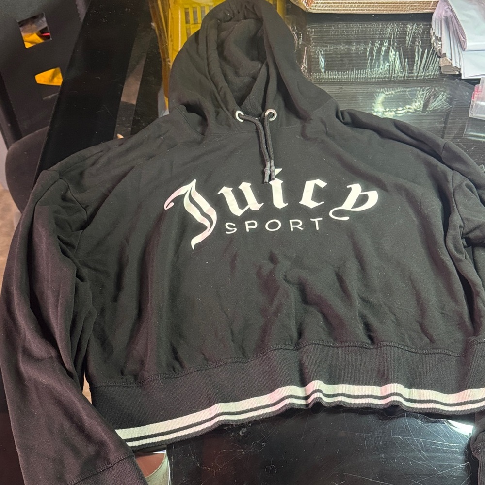 Juicy Couture Black Hoodie with Pink Logo Accents